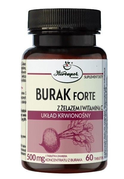 

Препарат, поддерживающий сердечно-сосудистую систему Burak Forte z Żelazem i Witaminą C Tabletki, 60 шт