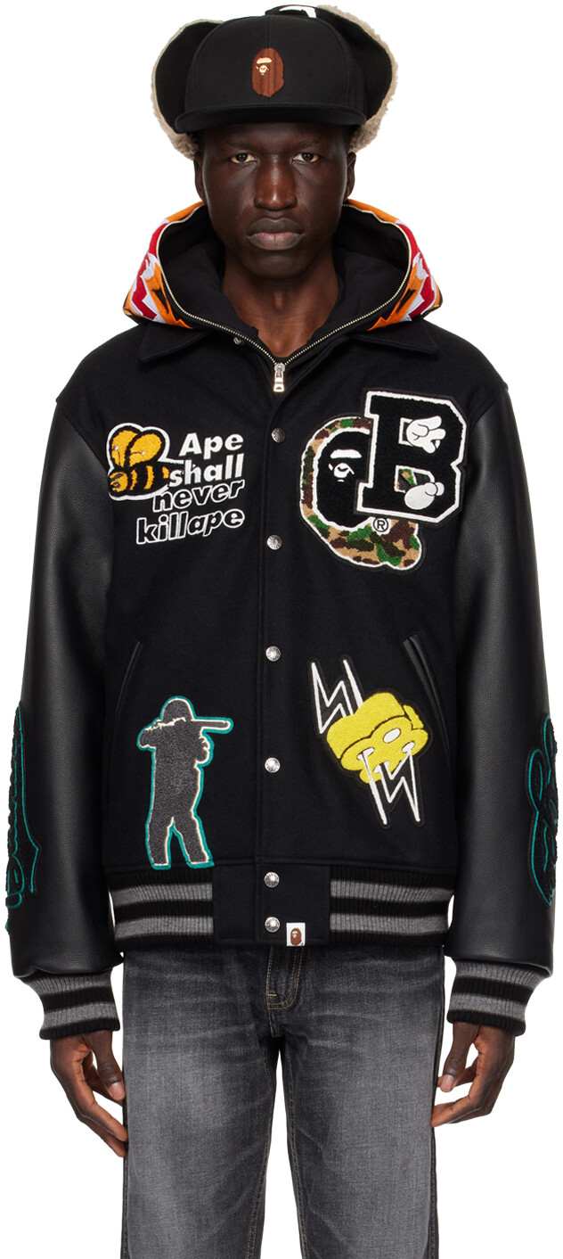 

Черный университетский бомбер Bape