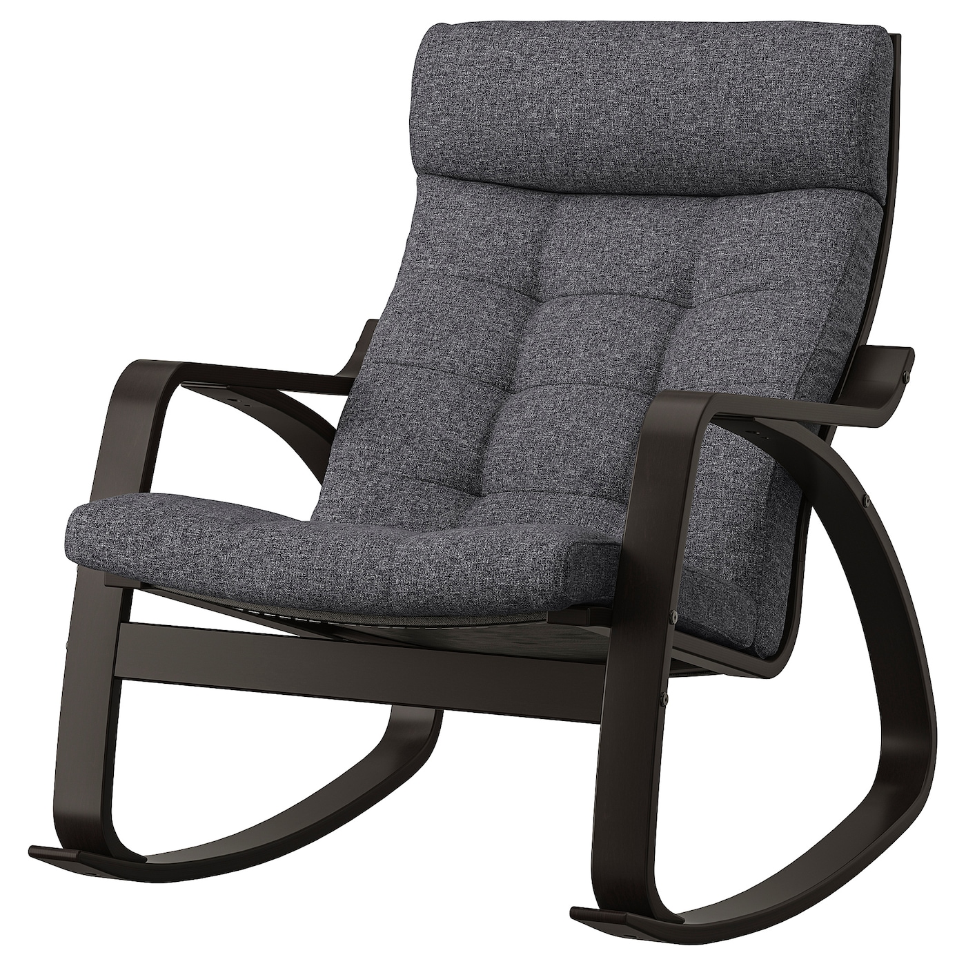 ПОЭНГ Кресло-качалка, черно-коричневый/Гуннаред темно-серый POÄNG IKEA кресло качалка берген