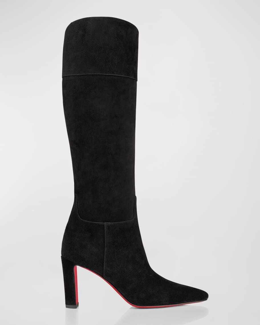 

Высокие замшевые сапоги с красной подошвой Suprabotta Christian Louboutin