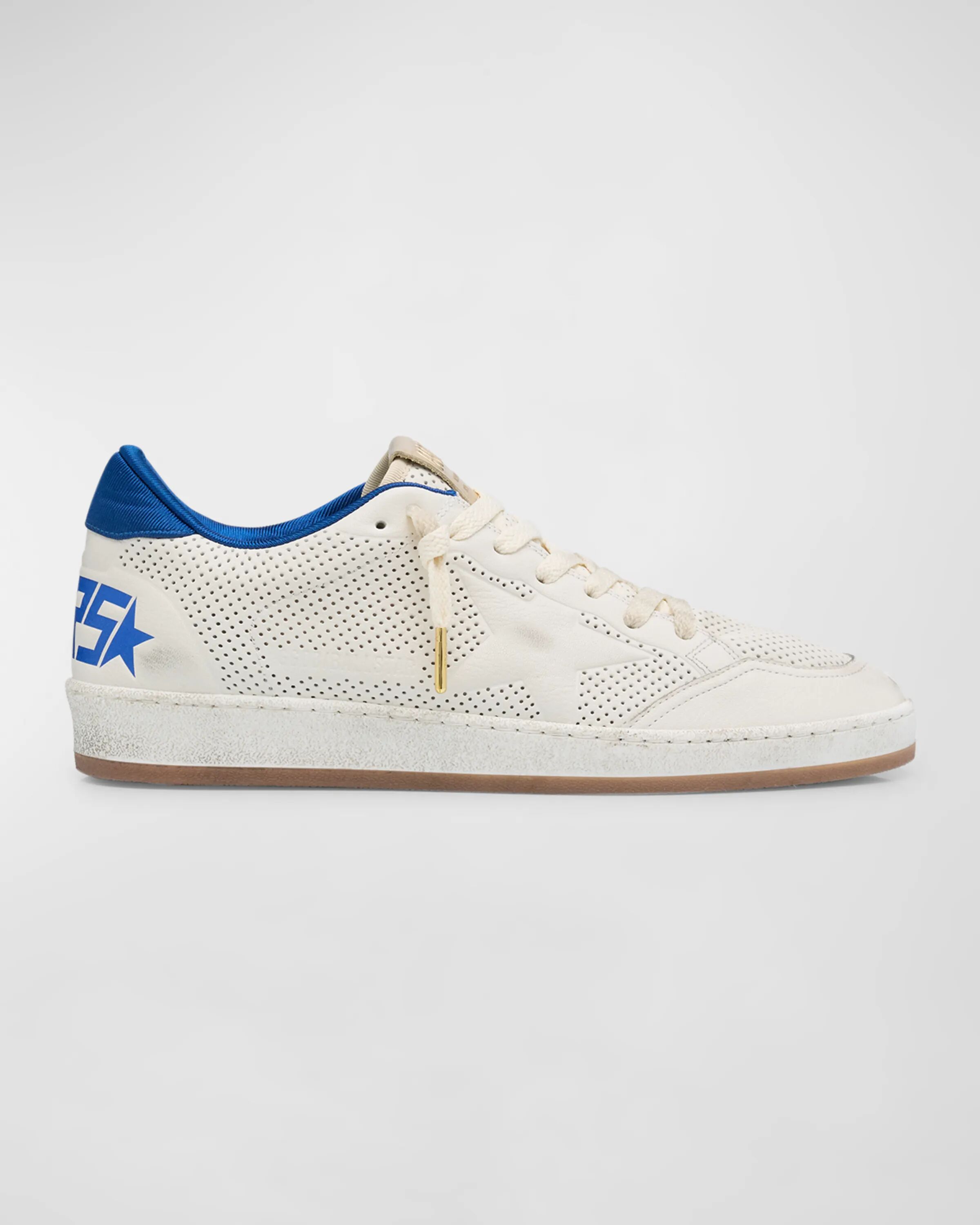 

Мужские низкие кеды из перфорированной кожи Ball Star Golden Goose, цвет White/Bluette