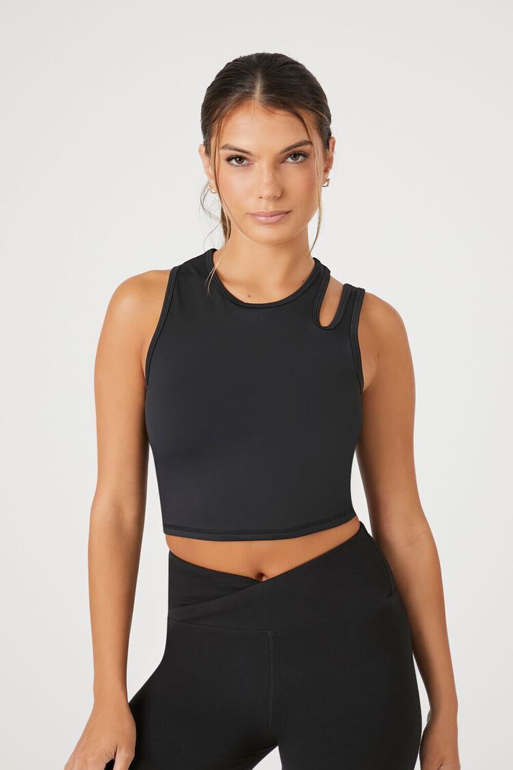 

Майка с активным вырезом Forever 21, черный