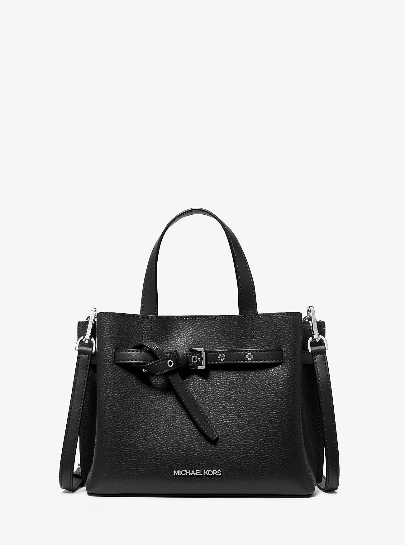 Маленькая сумка-портфель Emilia из шагреневой кожи Michael Kors, черный