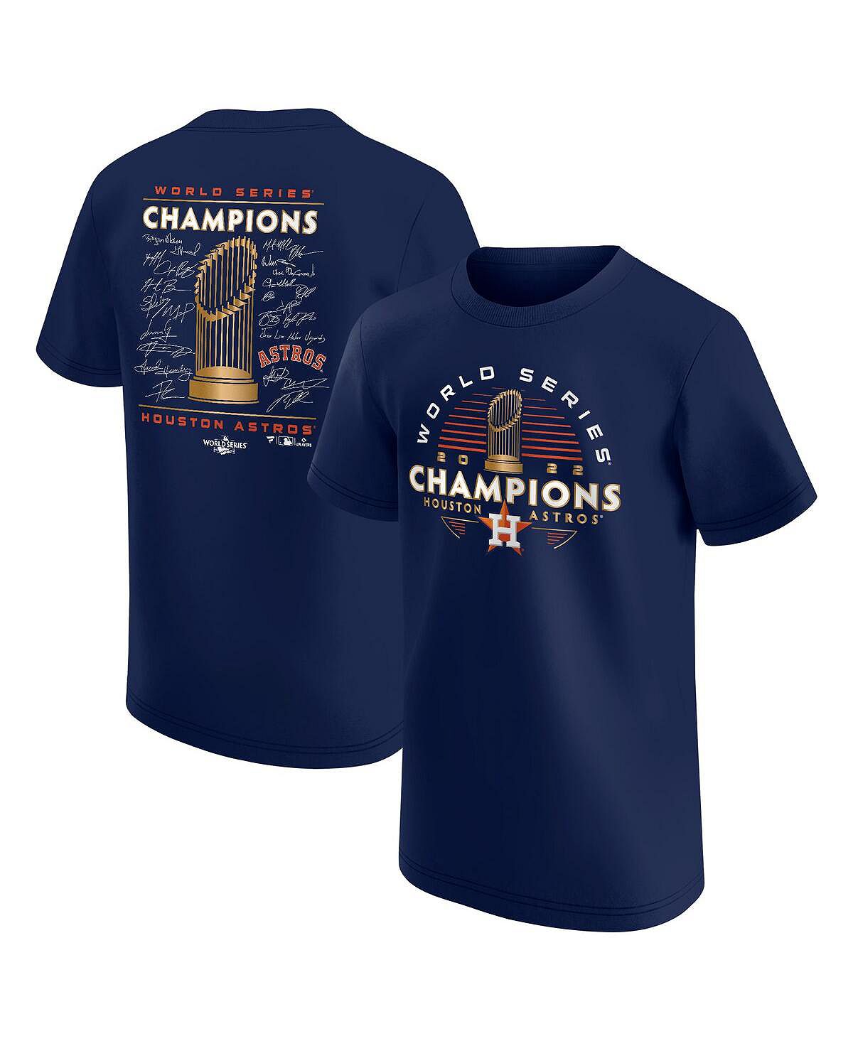 Темно-синяя футболка с логотипом Big Boys Houston Astros World Series Champions 2022 Fanatics женский черный пуловер с капюшоном houston astros world series champions parade 2022 fanatics черный