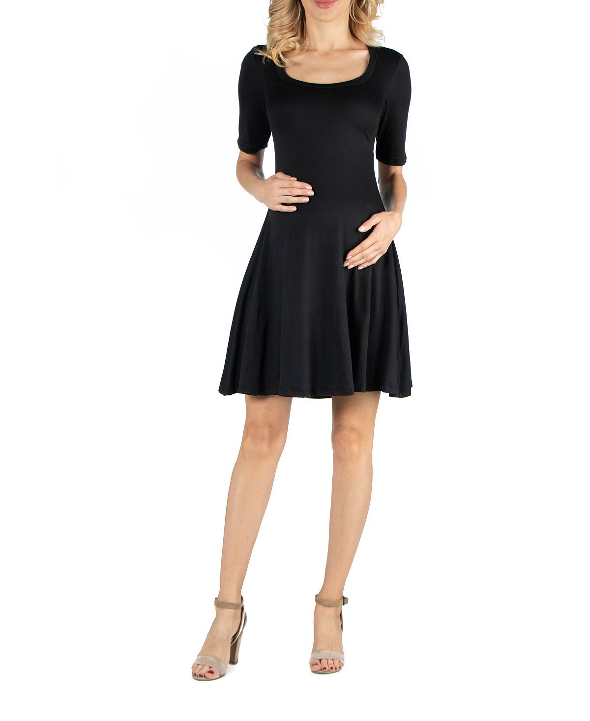 Платье для беременных длиной до колена с рукавами до локтя 24seven Comfort Apparel, черный