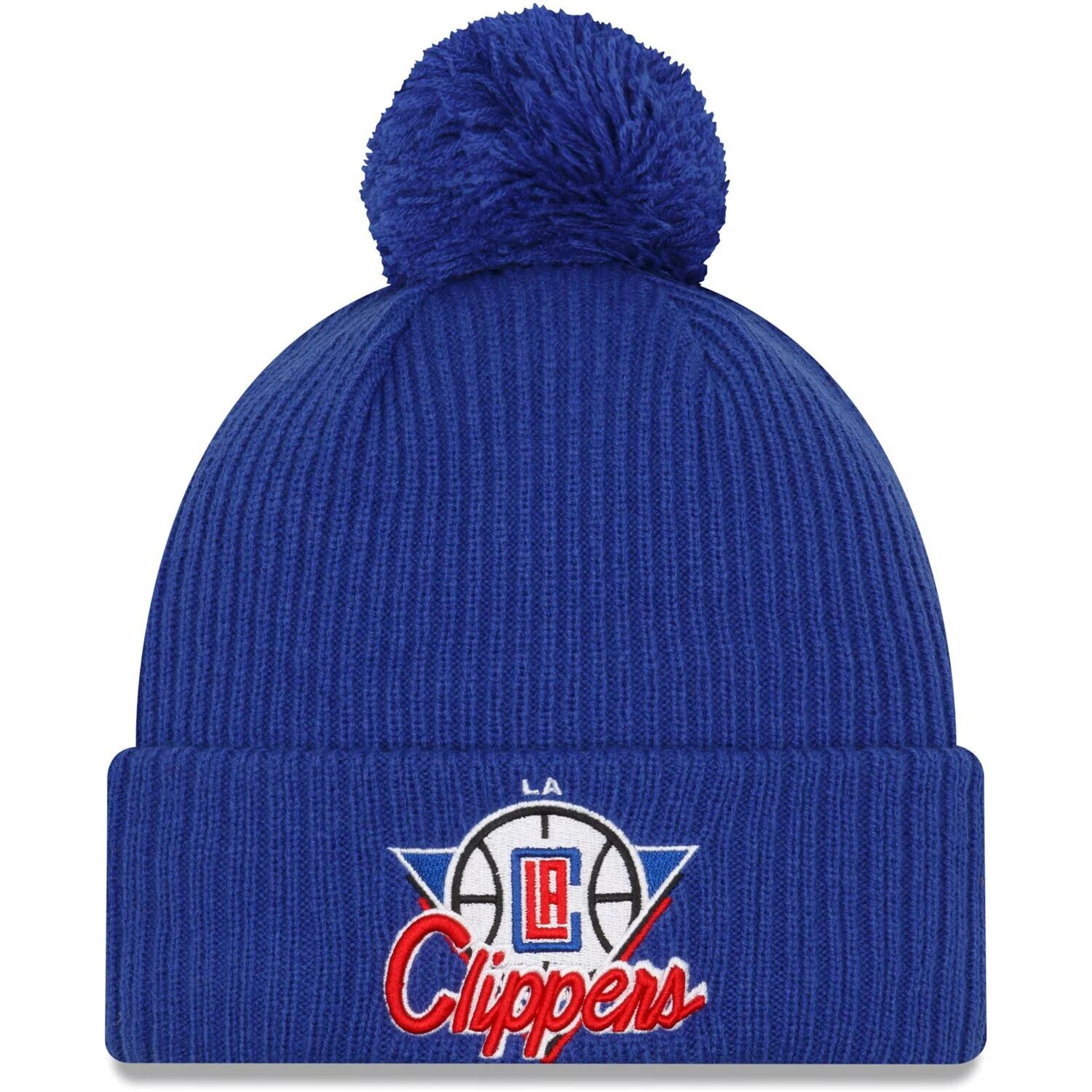 

Мужская вязаная шапка New Era Royal LA Clippers 2021 NBA Tip-Off Team цвета с помпоном и манжетами