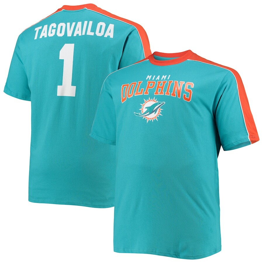 

Футболка с именем и номером Fanatics Branded Miami Dolphins, аква