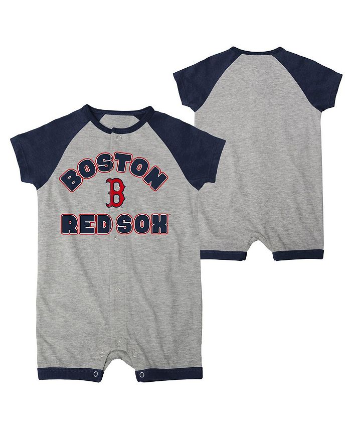 цена Комбинезон с длинными кнопками для мальчиков и девочек Heather Grey Boston Red Sox Extra Base Hit реглан Outerstuff, серый