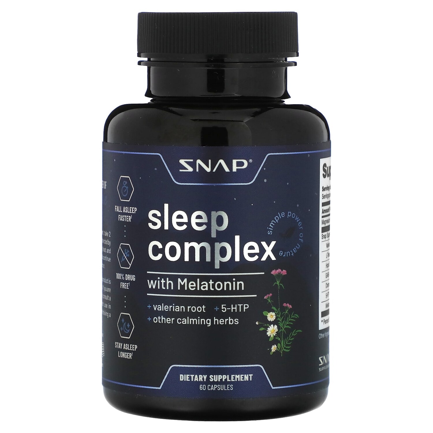 

Комплекс для сна с мелатонином, 60 капсул, Snap Supplements