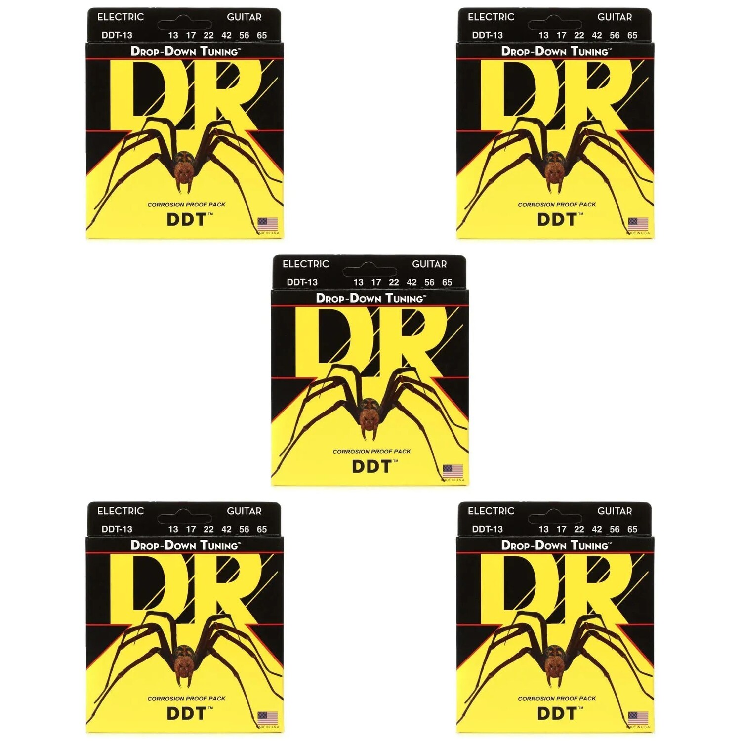 

DR Strings DDT-13 Струны для электрогитары из никелированной стали с раскрывающейся настройкой — .013-.065 Mega Heavy (5 шт.)