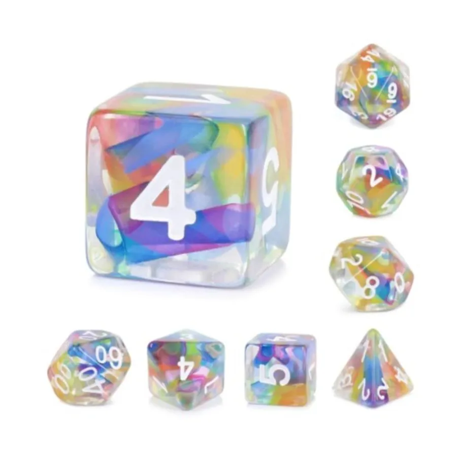 

Набор Poly — радужная лента белого цвета (7), Dice Sets - Resin/Acrylic - Rainbow & Multi-Colored (Foam Brain Games)