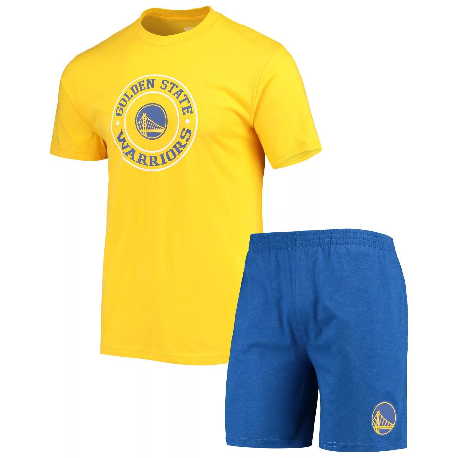 Мужской комплект для сна с футболкой и шортами Concepts Sport Royal/Gold Golden State Warriors