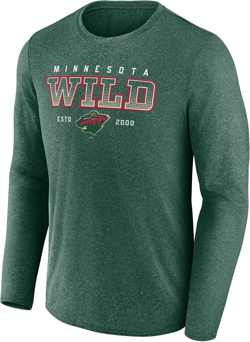 

Зеленая рубашка с длинным рукавом НХЛ Minnesota Wild Team с надписью Heather