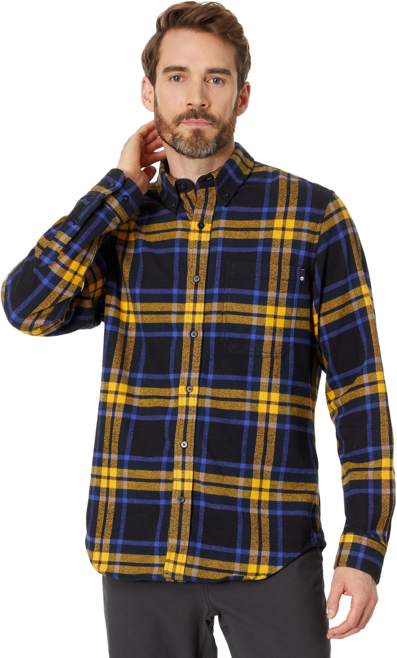 high quality plaid blouses men 2022 spring new long sleeve cotton oversized plaid shirts male hip hop flannel checked shirts Куртка Long Sleeve Heavy Flannel Plaid Timberland, черный