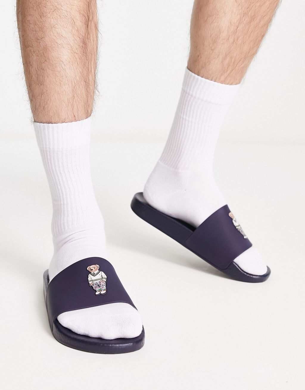 

Темно-синие шлепанцы Polo Ralph Lauren с логотипом медведя