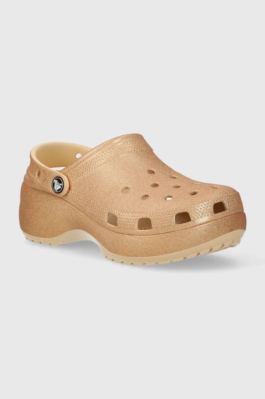 

Классические шлепанцы на платформе с блестками Crocs, золотой