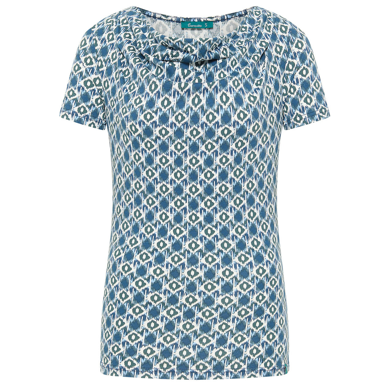 

Футболка Tranquillo Stretch-Jersey mit Wasserfallausschnitt, цвет Kite