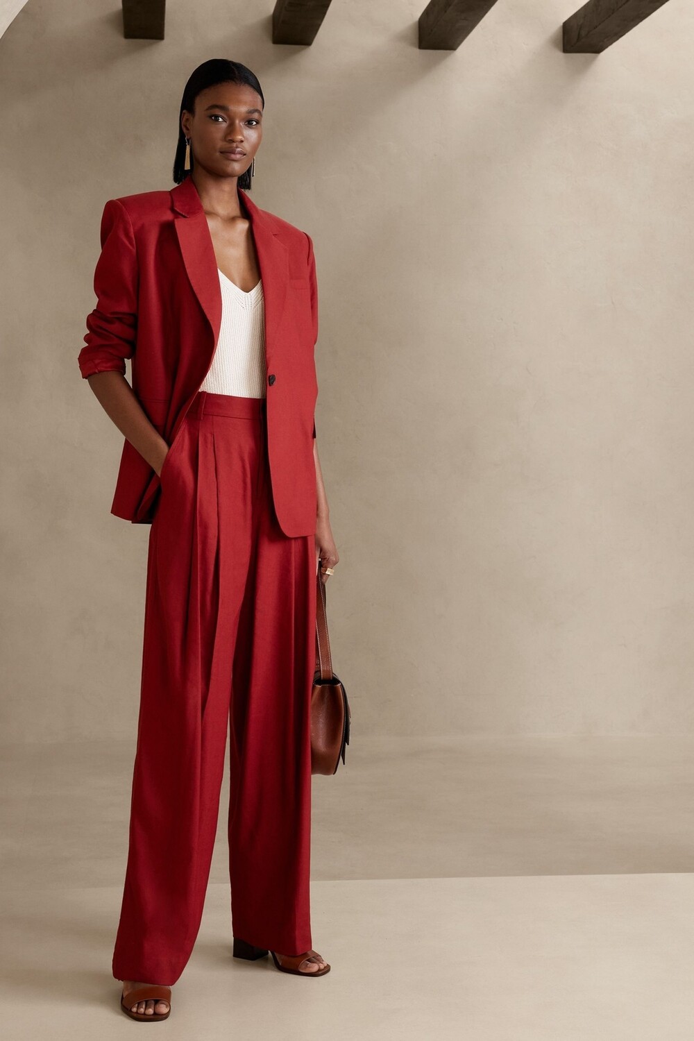 

Лена широкие брюки из смесового льна Banana Republic, красный