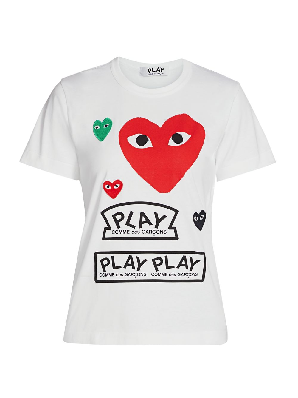 цена Большая футболка с сердечками Comme des Garçons PLAY, белый