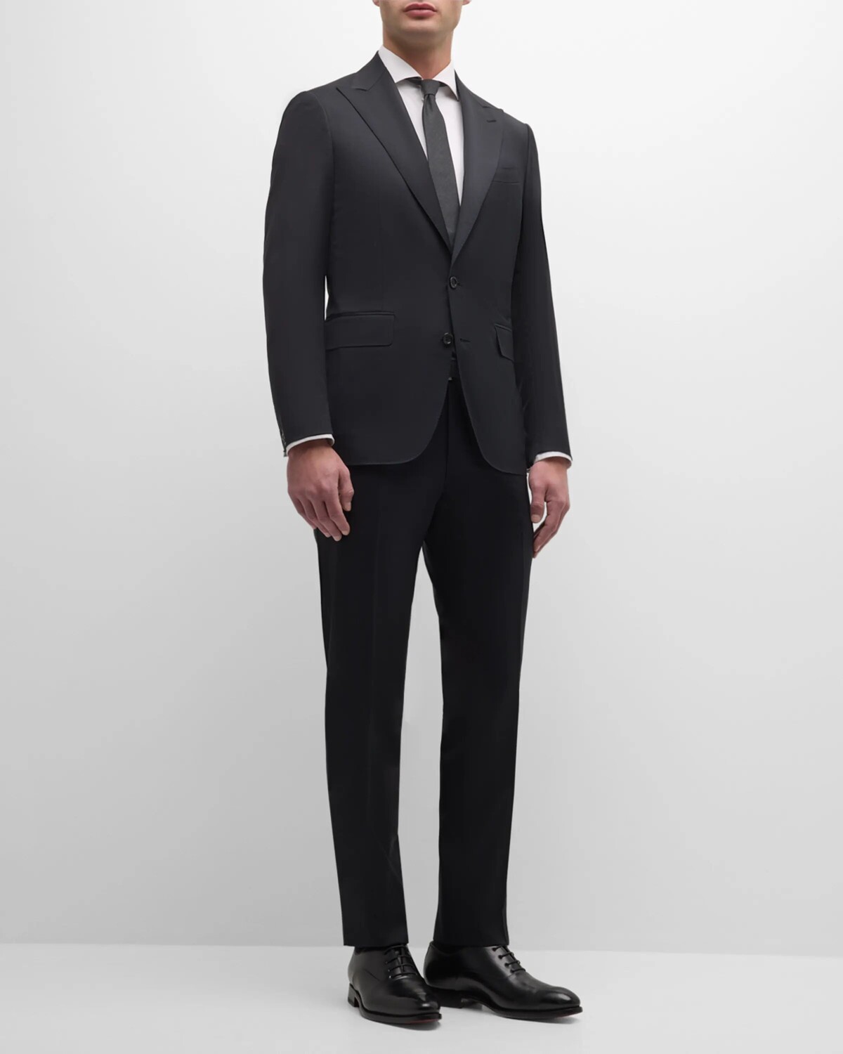 

Мужской шерстяной костюм в микро клетку Super 130s Canali, цвет Black