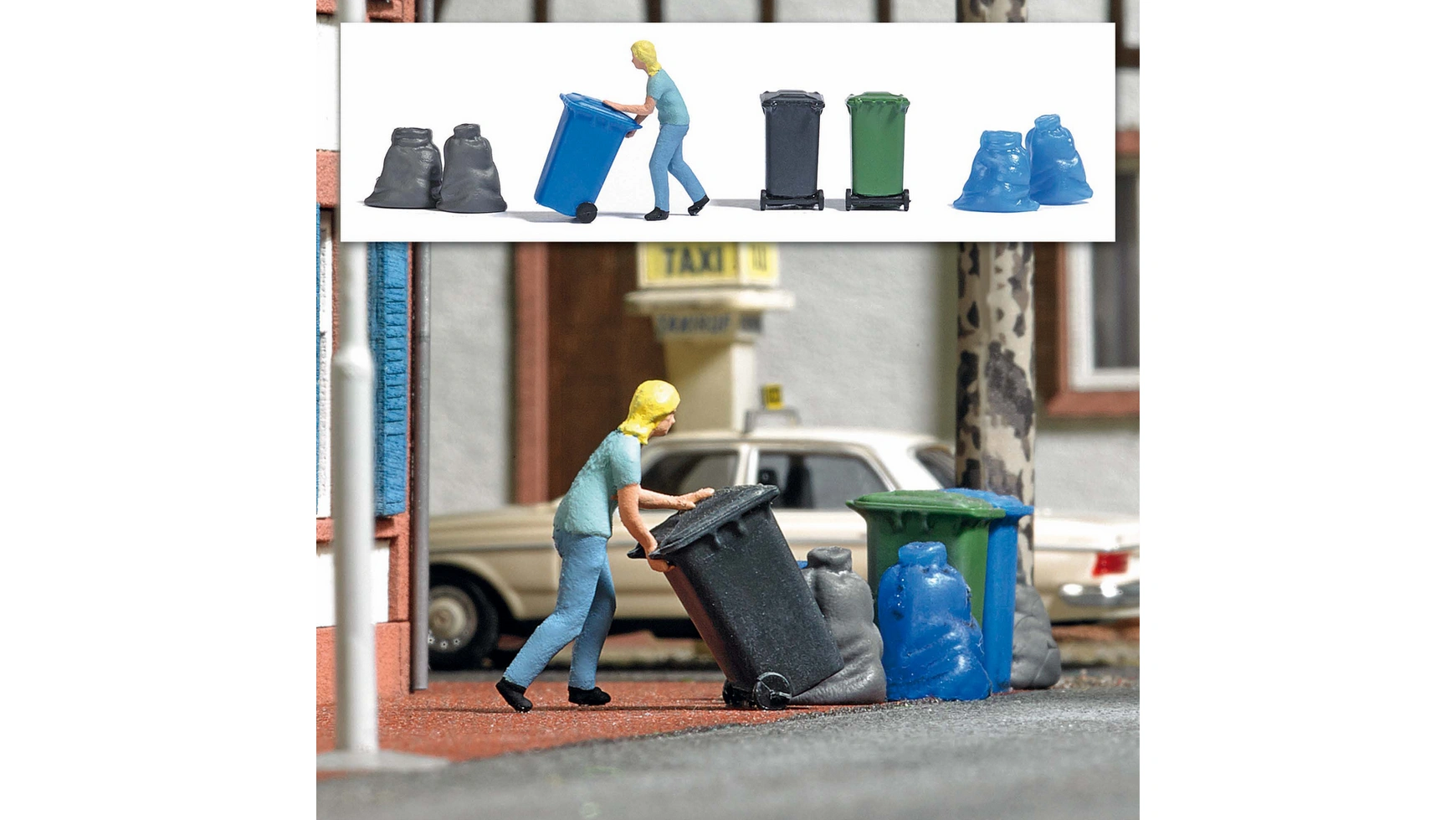 Busch Modellspielwaren Набор действий: Женщина с мусорным баком