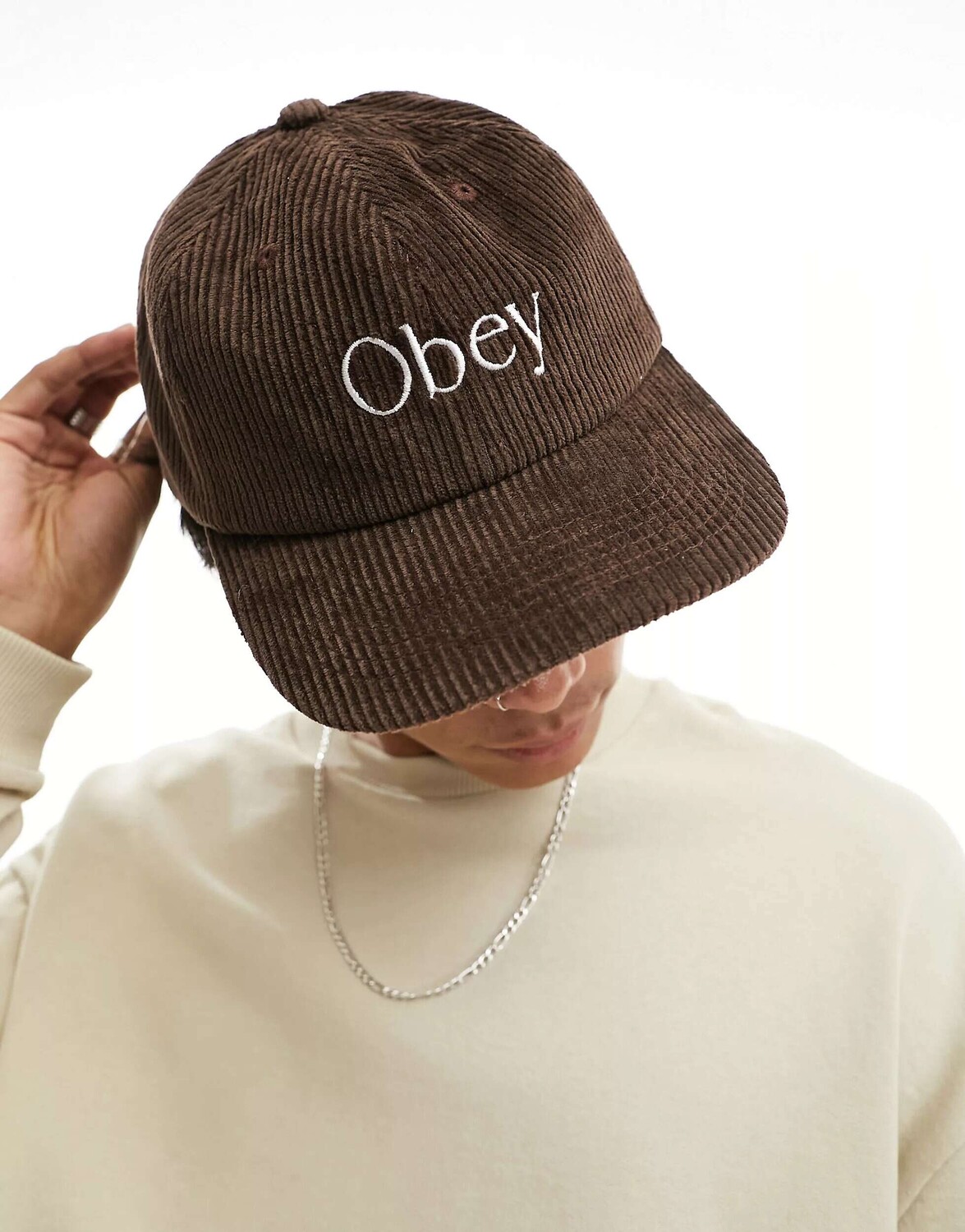 

Коричневая вельветовая кепка с 6 панелями Obey ellis