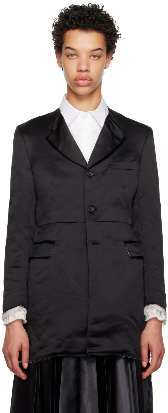 

Черный - Черное пальто с необработанными краями Comme des Garcons Comme des Garçons