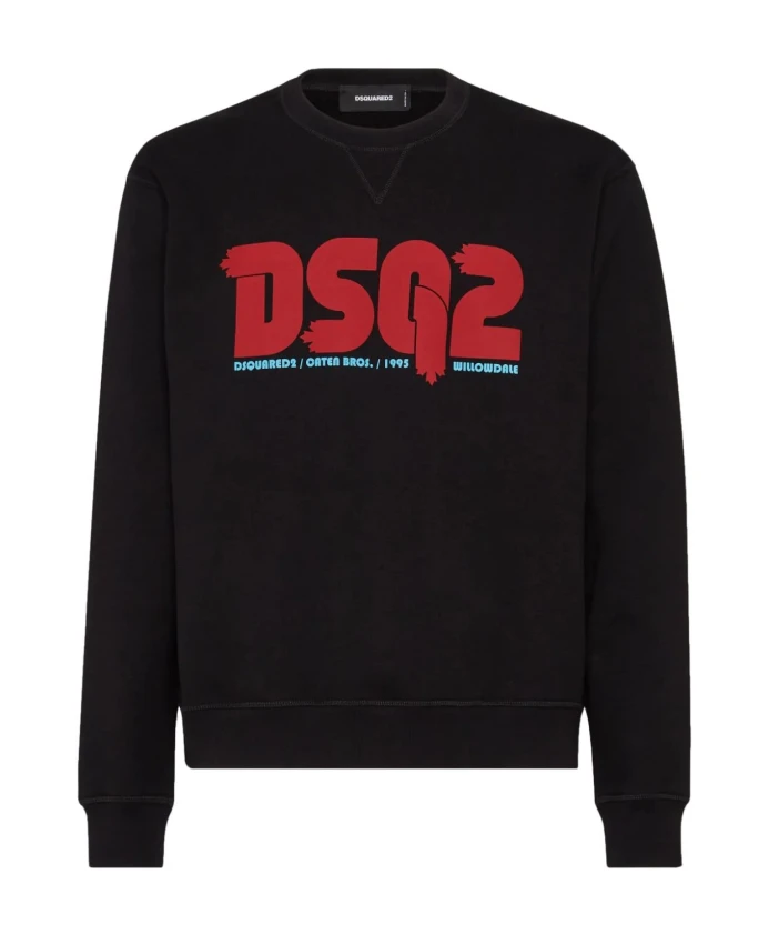 

Удобный хлопковый свитер с круглым вырезом. Dsquared2, черный