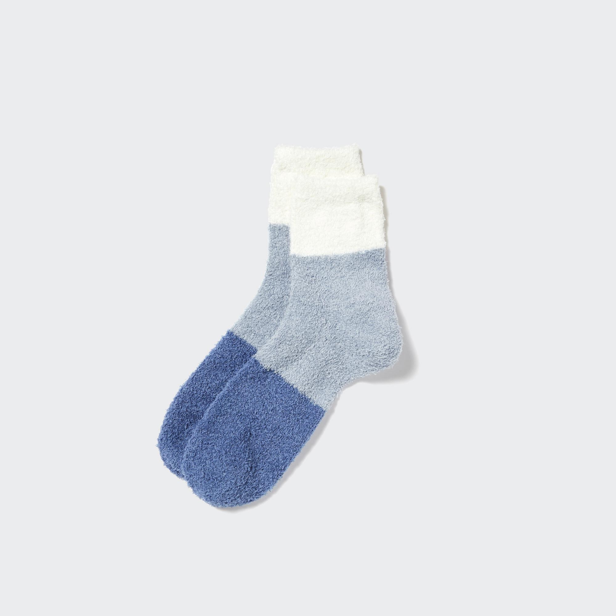 Пушистые носки в стиле колор-блок Heattech UNIQLO, белый пушистые термоноски heattech uniqlo серый