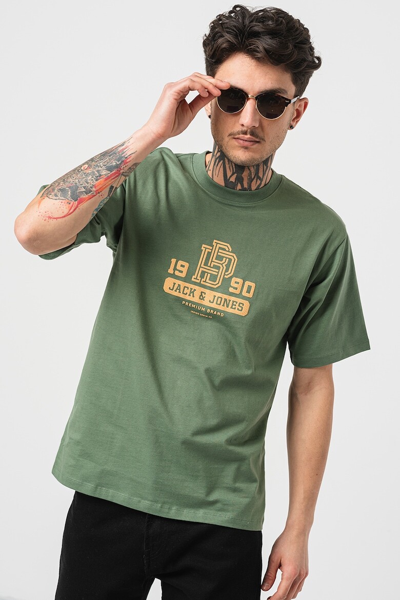 

Футболка с овальным вырезом и принтом Jack & Jones, зеленый
