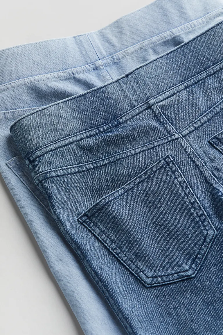 Комплект из 2 расклешенных брюк из джерси H&M, синий комплект из четырех брюк пижамных из джерси 4 года 102 см синий