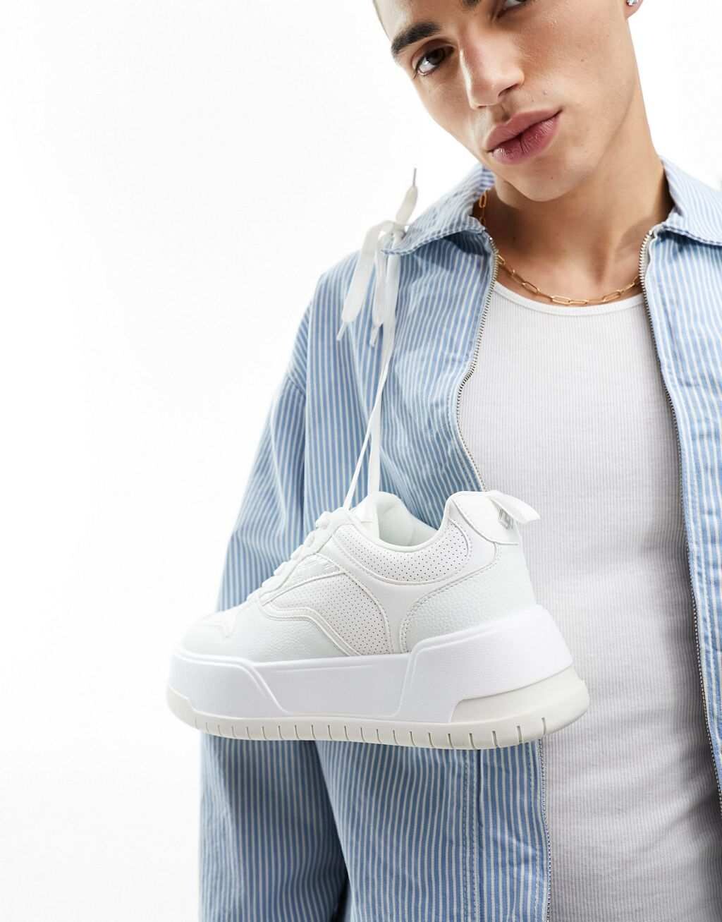 Белые массивные кроссовки с перфорированными вставками ASOS DESIGN