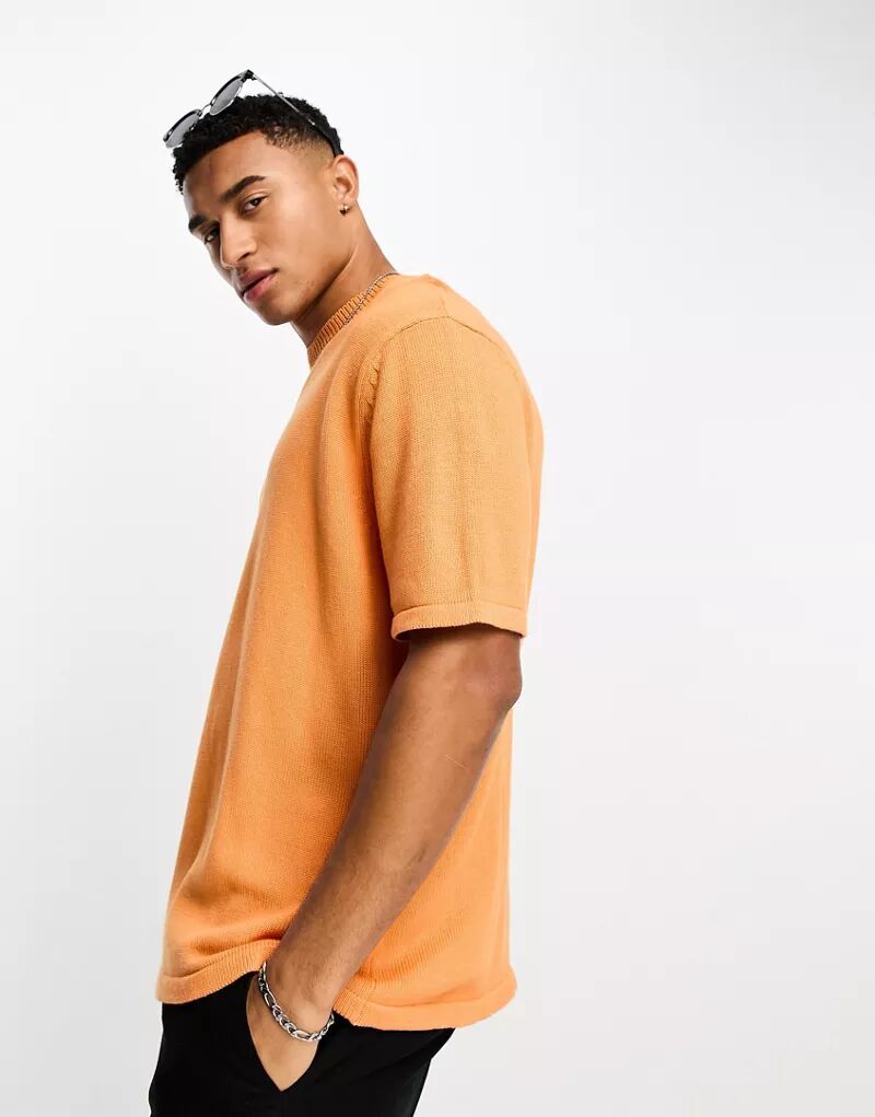 Оранжевая хлопковая трикотажная футболка средней плотности ASOS