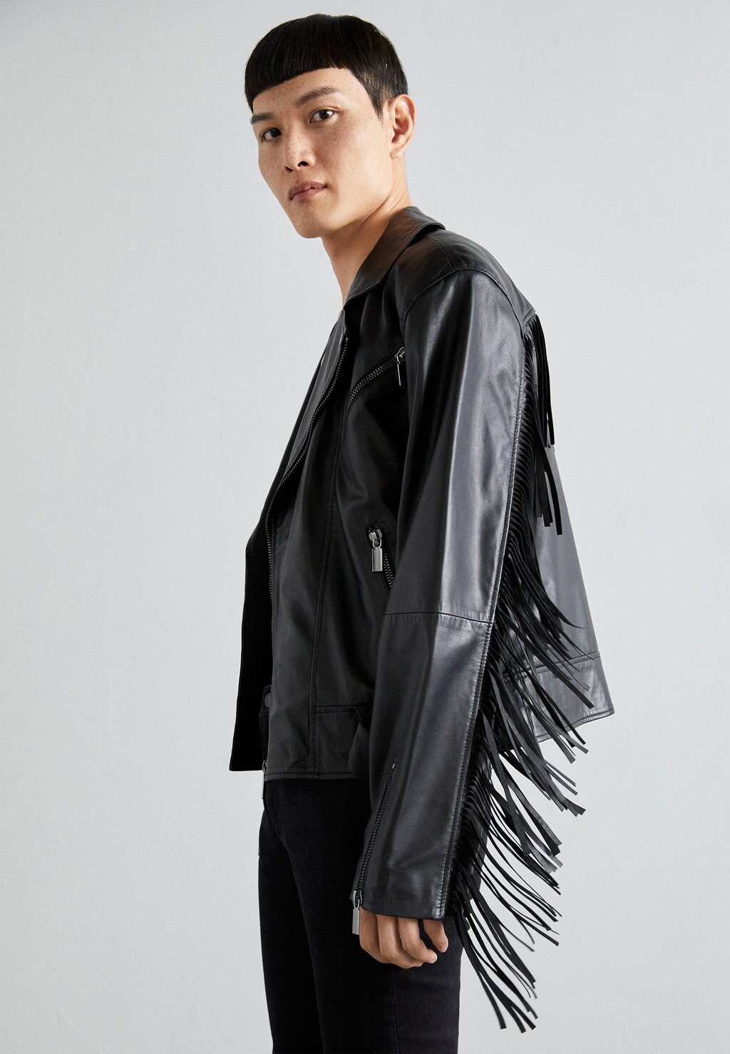 

Кожаная куртка Fringe Jacket STUDIO ID, черный