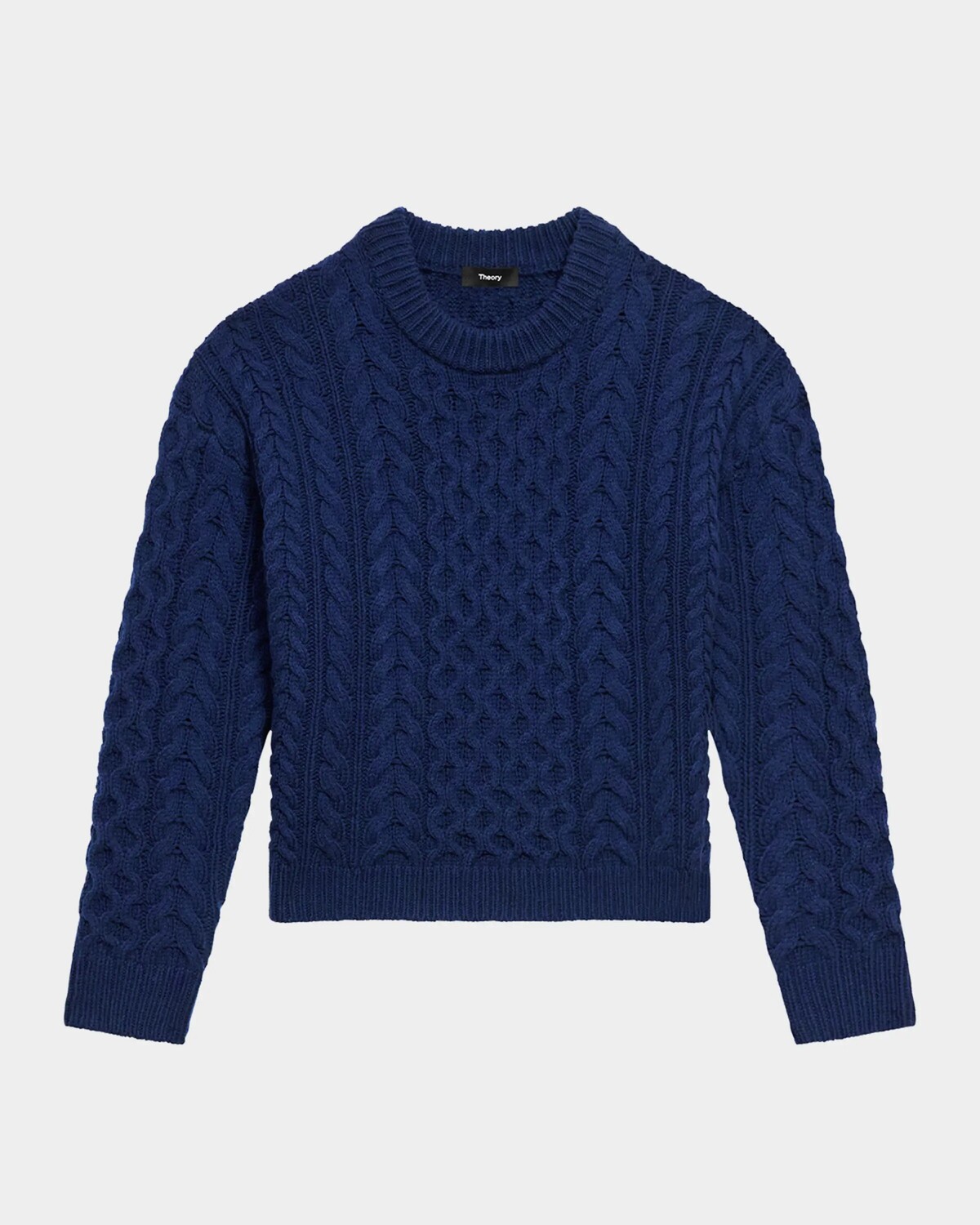 

Свитер косой вязки из арановой шерсти и кашемира Theory, цвет Dk Denim