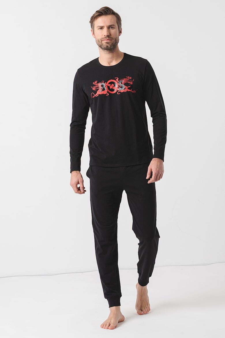 

Длинная пижама с узором Boss, черный