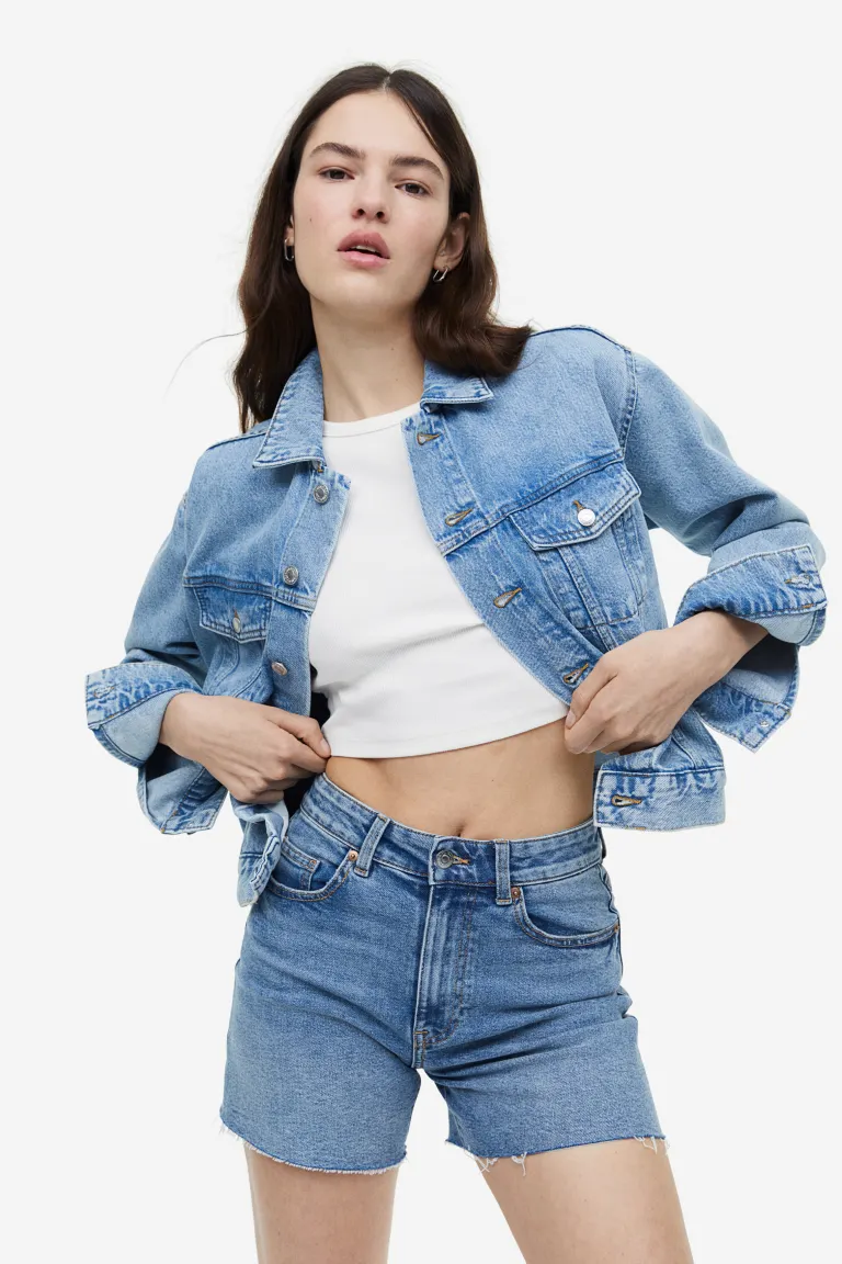 

Высокие джинсовые шорты H&M, синий