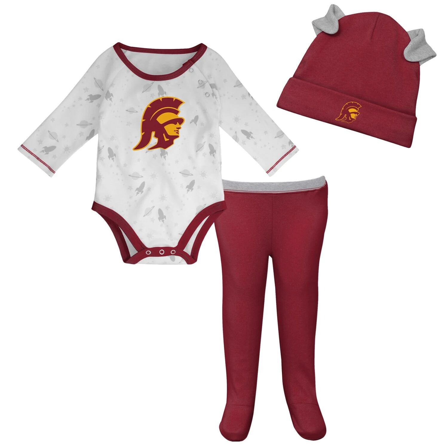 

Кардинал/Белый костюм для новорожденных и младенцев USC Trojans Dream Team, боди с длинными рукавами, комплект из шапки и брюк Outerstuff