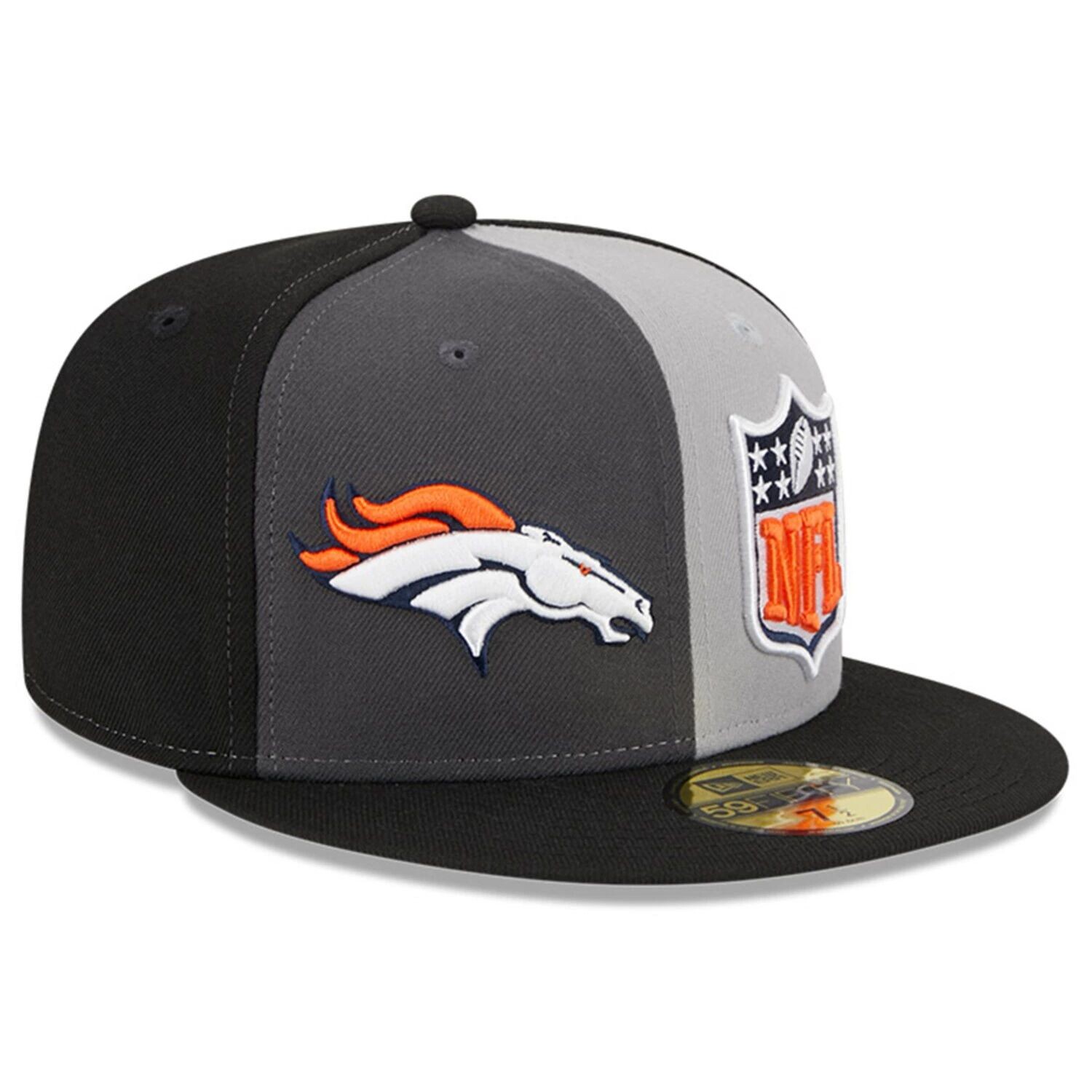

Мужская облегающая шляпа New Era Grey/Black Denver Broncos 2023 Sideline 59FIFTY