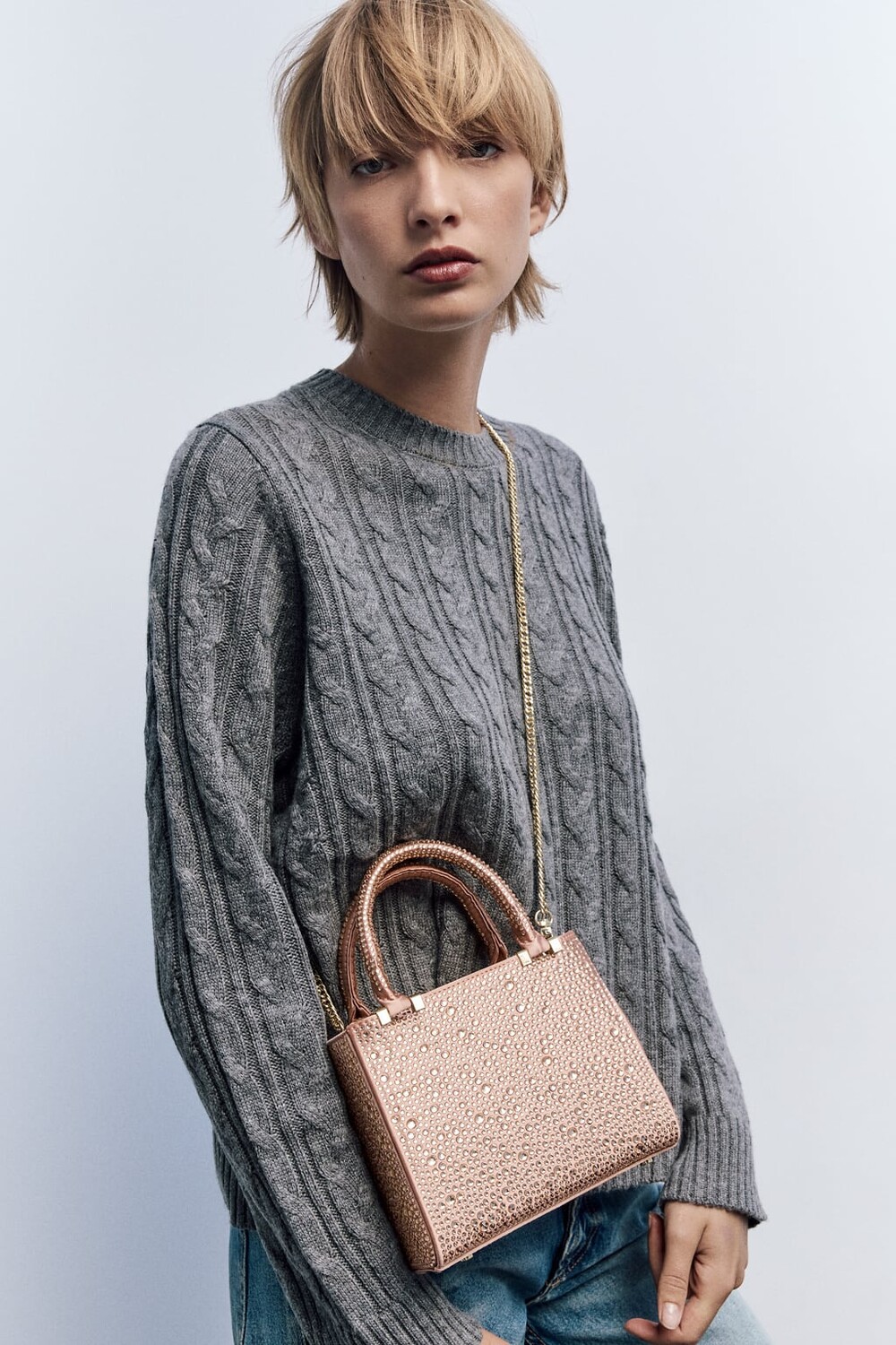 

Блестящая мини-городская сумка ZARA, розовый