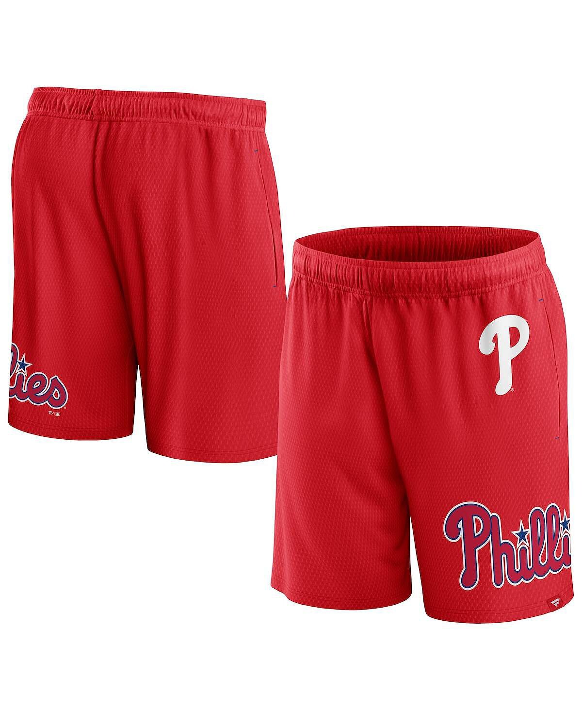 

Мужские фирменные красные сетчатые шорты Philadelphia Phillies Fanatics