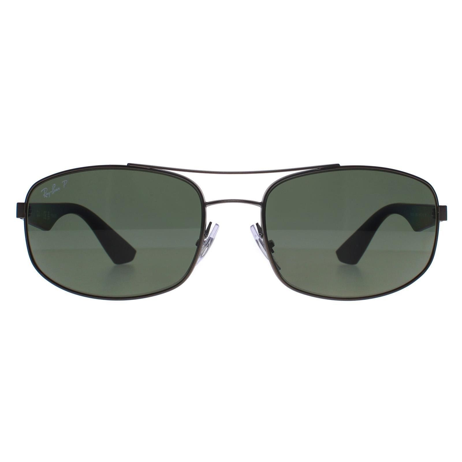 Прямоугольные матовые темно-зеленые поляризованные солнцезащитные очки 3527 цвета бронзы Ray-Ban, серый