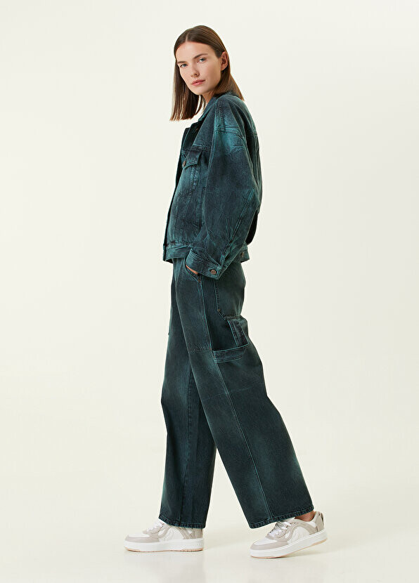 

Синие джинсовые брюки с высокой талией Stella McCartney, Синий