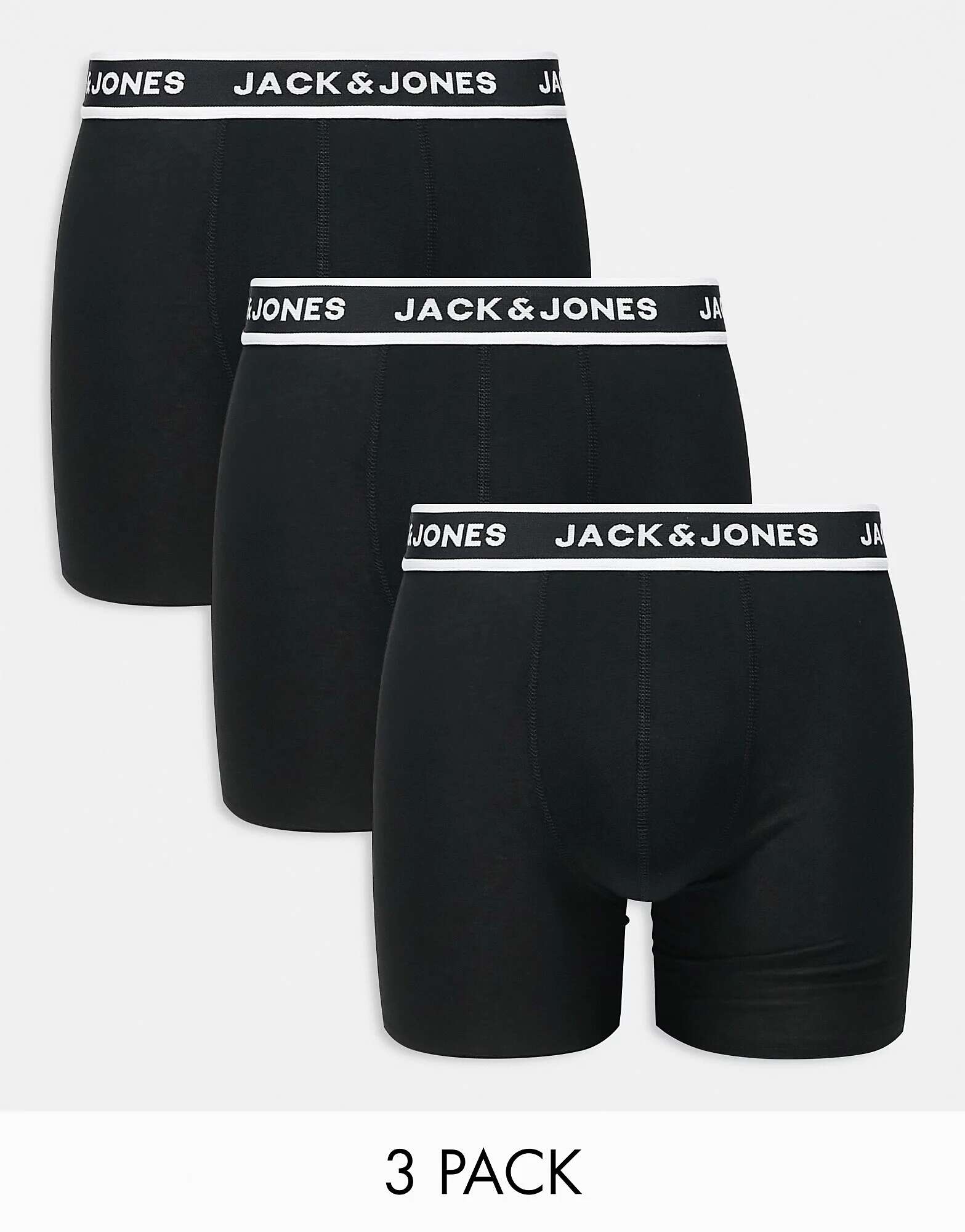цена Три пары длинных плавок Jack & Jones черного цвета