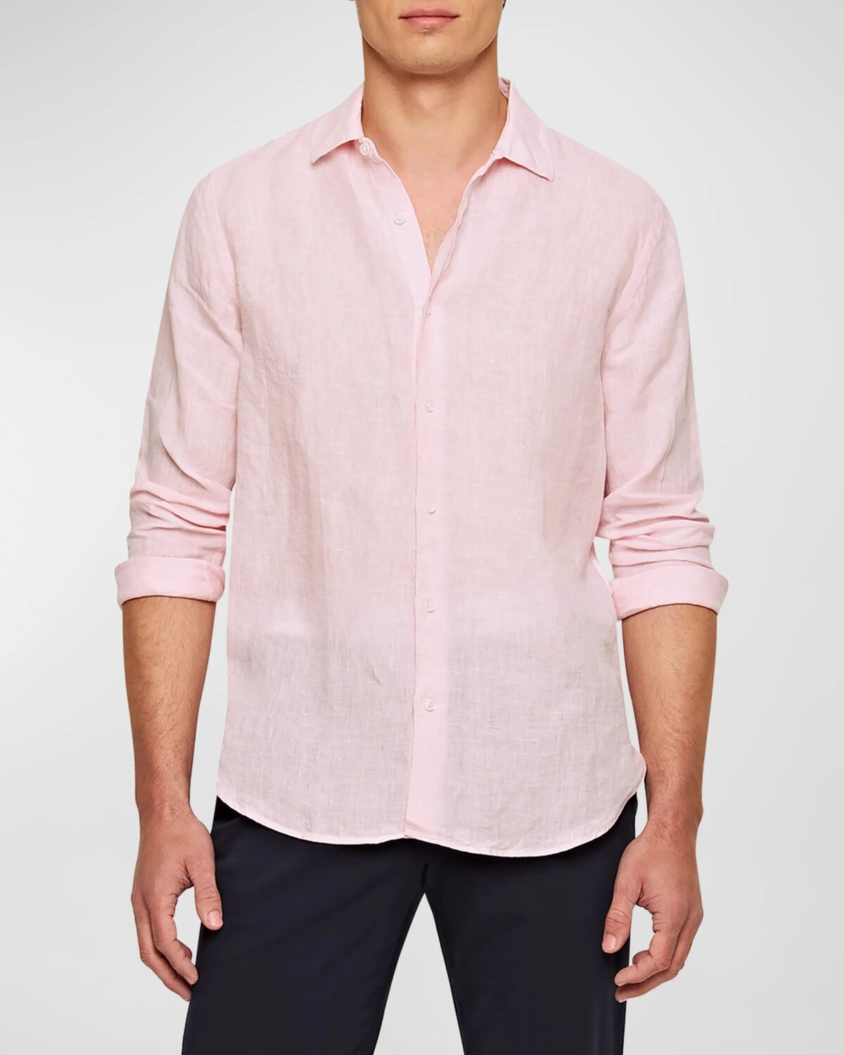 

Мужская льняная спортивная рубашка Orlebar Brown, цвет Pale Pinkwhite