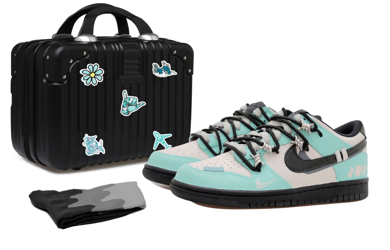 

Кроссовки для скейтбординга Dunk мужские низкие черные/зеленые Nike