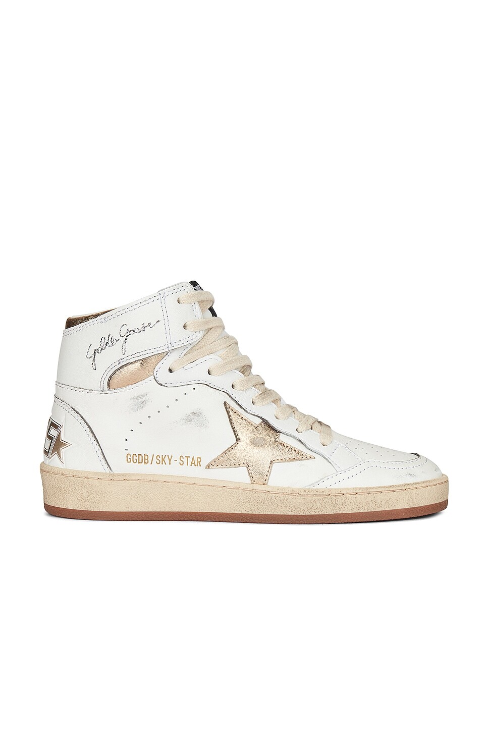 

Кроссовки Golden Goose Sky Star, цвет White & Dark Gold, Белый