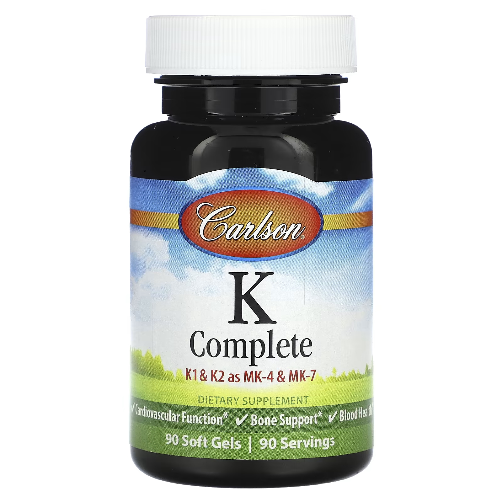 Carlson K Complete 90 мягких таблеток витамин к2 45мкг мк 7 carlson labs 90 капсул добавка для костей сердца сосудов крови для взрослых мужчин и женщин