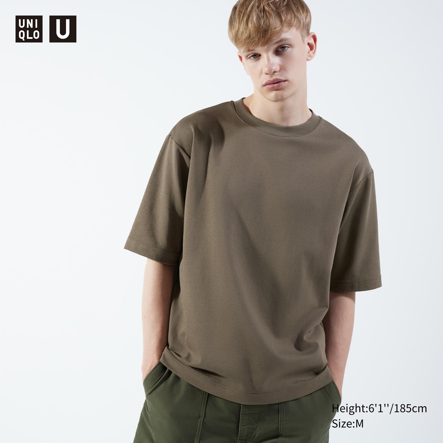 

Футболка оверсайз мужская Uniqlo AIRism с короткими рукавами, зеленый