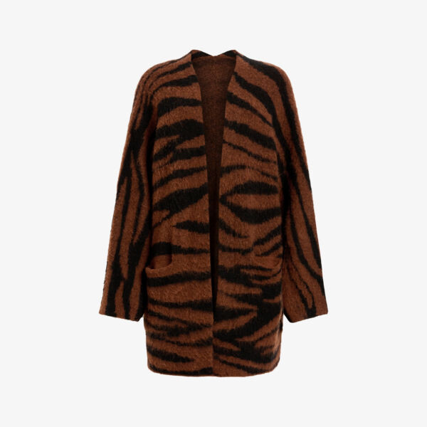 

Кардиган свободного кроя из смесовой шерсти с принтом тигра Zoe Allsaints, коричневый